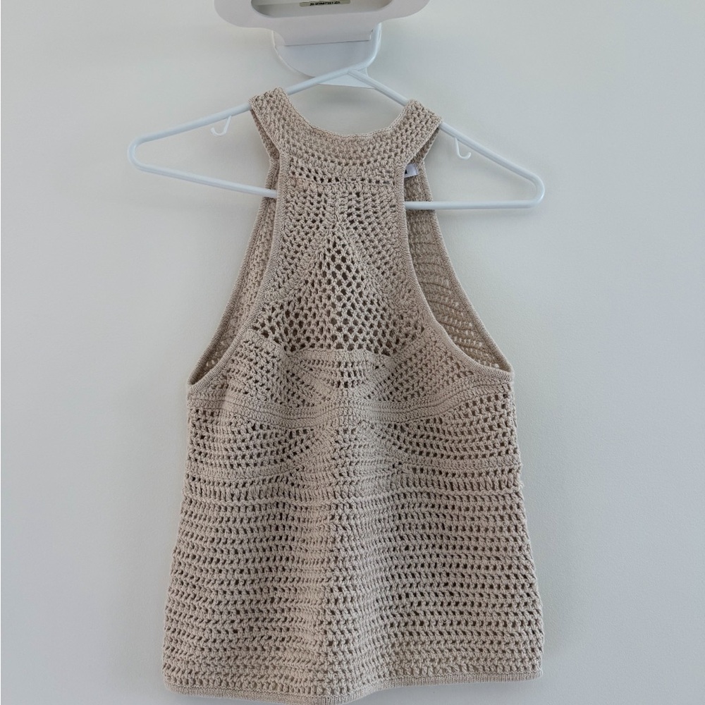 Steve Madden Crochet Tank Top in Natural Beige